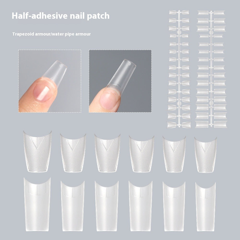 Nail Tips New nail plate matte trapezoidal half sticker 30 pieces, the whole full number is free of carving and grinding, seamless nail plate, fake nail wholesale