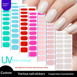Semi-Cured Gel Nail Strips Solid Color Glossy Classic Design (MOQ=3)