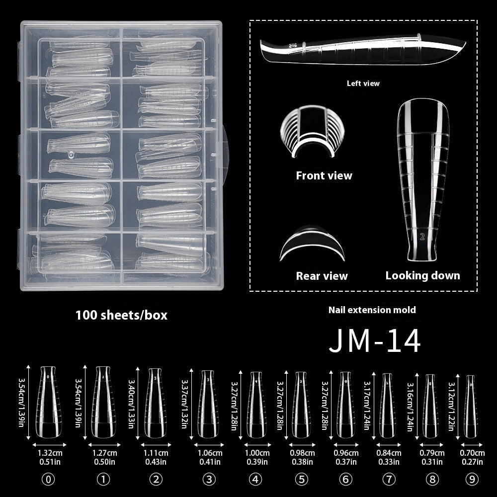 Nail Tips 120 transparent crystal nail molds, boxed with graduated crystal extension nail molds,  rapid phototherapy extension nail molds