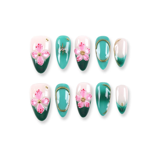 365Nails Spring Blossom Emerald French Press-On Nails
