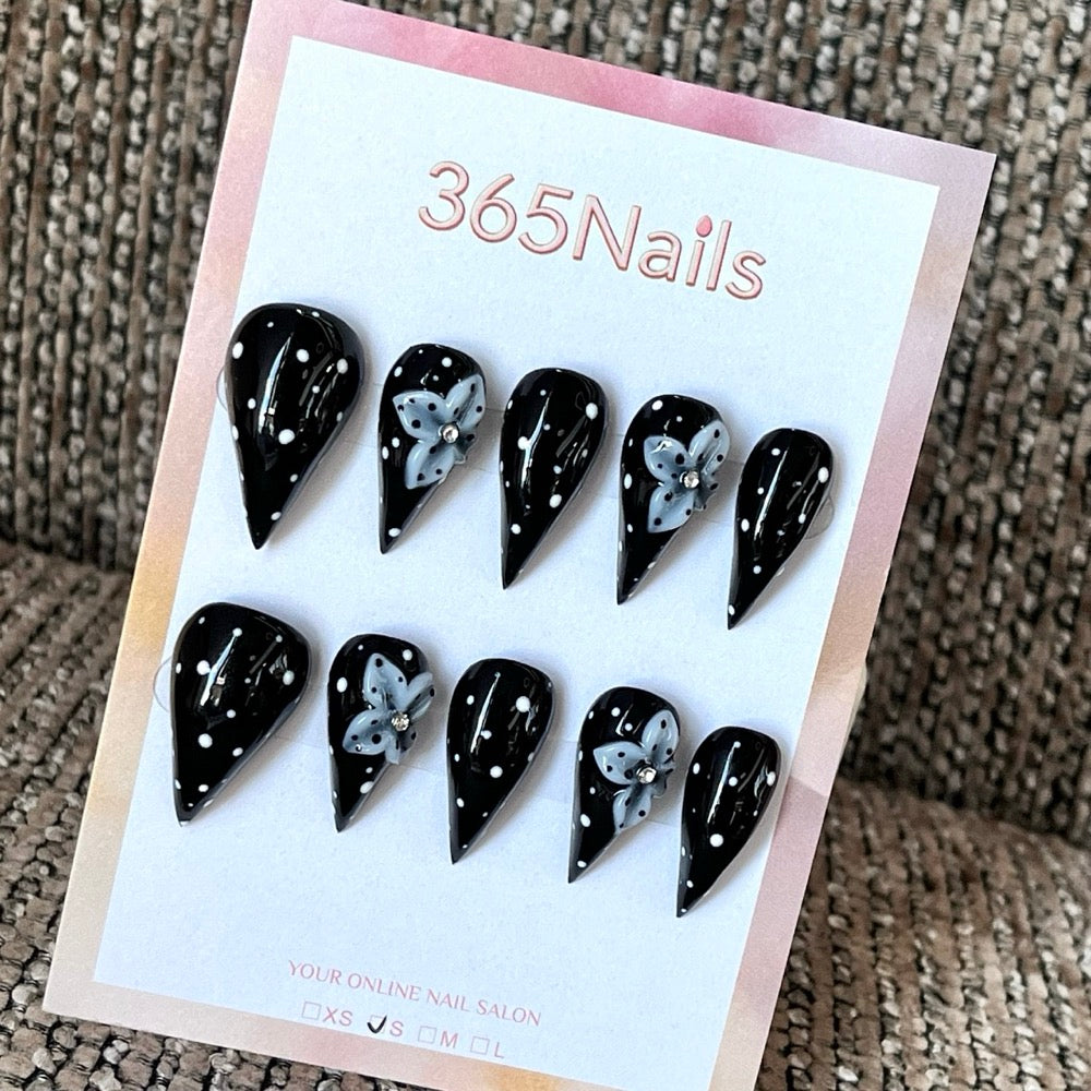 Midnight Moth - Black Butterfly Press-On Nails