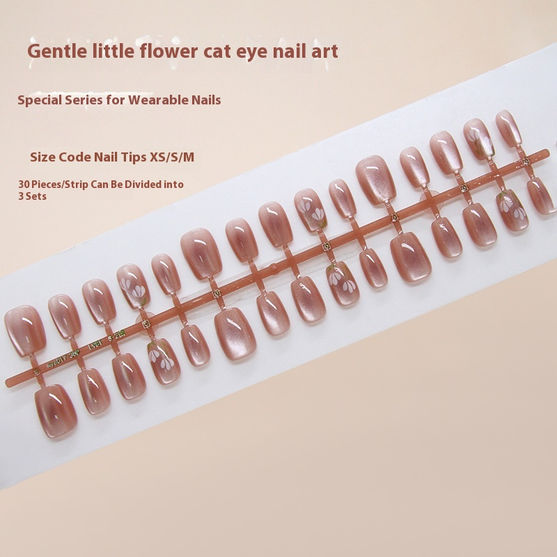 Nail Tips  Prefabricated Nail Gentle Tulip Blush cat eye Spring Whitening Atmosphere  Nail Art 30 pieces｜365nails