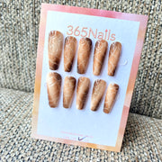 365nails: "焦糖大理石脈" – 質感大理石與裂紋手工製棺材形甲片