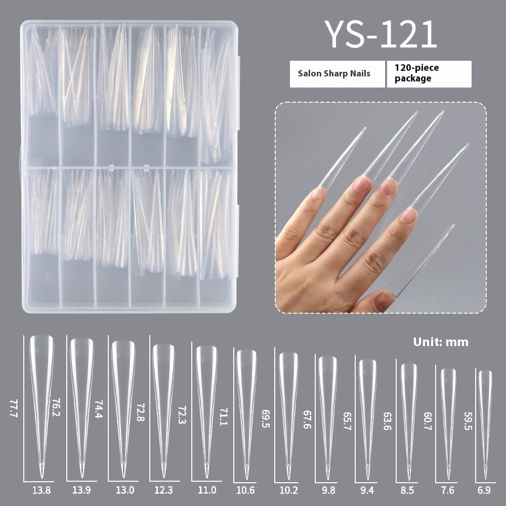 Nail Tips Long salons press on nails pieces, long tip 120 pieces, boxed transparent thin dog lengthened art nail pieces, women