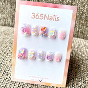 365nails: "Celestial Garden" – 3D Charm Handmade Almond Nails
