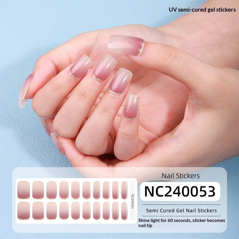 Semi-Cured Gel Nail Strips French Style Soft Color Gradient Glossy Set (MOQ=3)