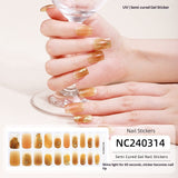 Semi-Cured Gel Nail Strips Halloween Pumpkin Glitter Design (MOQ=3)