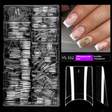 Nail Tips Transparent nail piece semi-sticker, light sticker, square nail 504 pieces, boxed, seamless and light , specially for patch-worn nail pieces