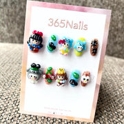 365nails: "Whimsical Garden Party" – 3D Character Short Square Nails