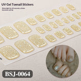 Semi-Cured Gel Nail Strips Solid Color Glossy Toe Design (MOQ=3)