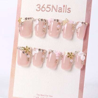 365nails nude‑pink jelly with pearl scallop sweet press-ons