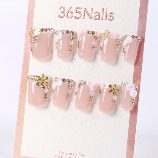 365nails nude‑pink jelly with pearl scallop sweet press-ons