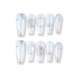 Cream pudding nude metallic mirror line French manicure ins gentle whitening temperament manicure