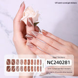 Semi-Cured Gel Nail Strips Sparkle Diagonal Cat Eye Glossy Design (MOQ=3)