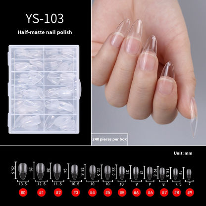 Nail Tips Transparent semi-matte nail art, special nail piece for press on nails piece, no trace 240 pieces, broken piece box, full sticker, matte fake nail.