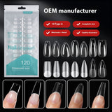 Nail Tips Free engraving and semi-matte press on nails pads 120 pieces, transparent and seamless fake nails in bags, fully attached to matte nail pads