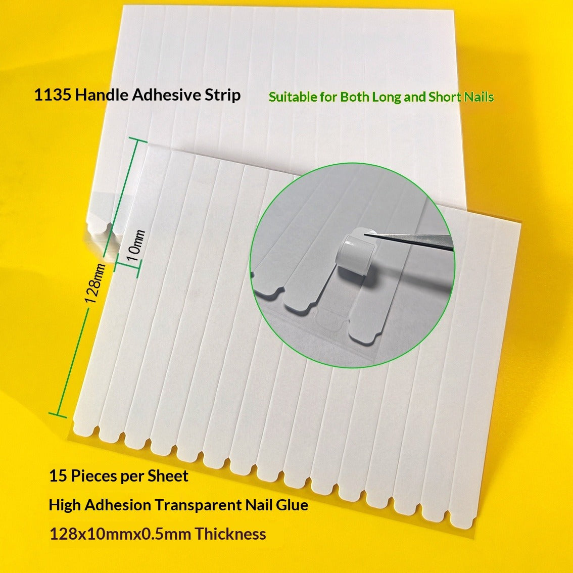 Crystal adhesive strips for press-on nail display cards