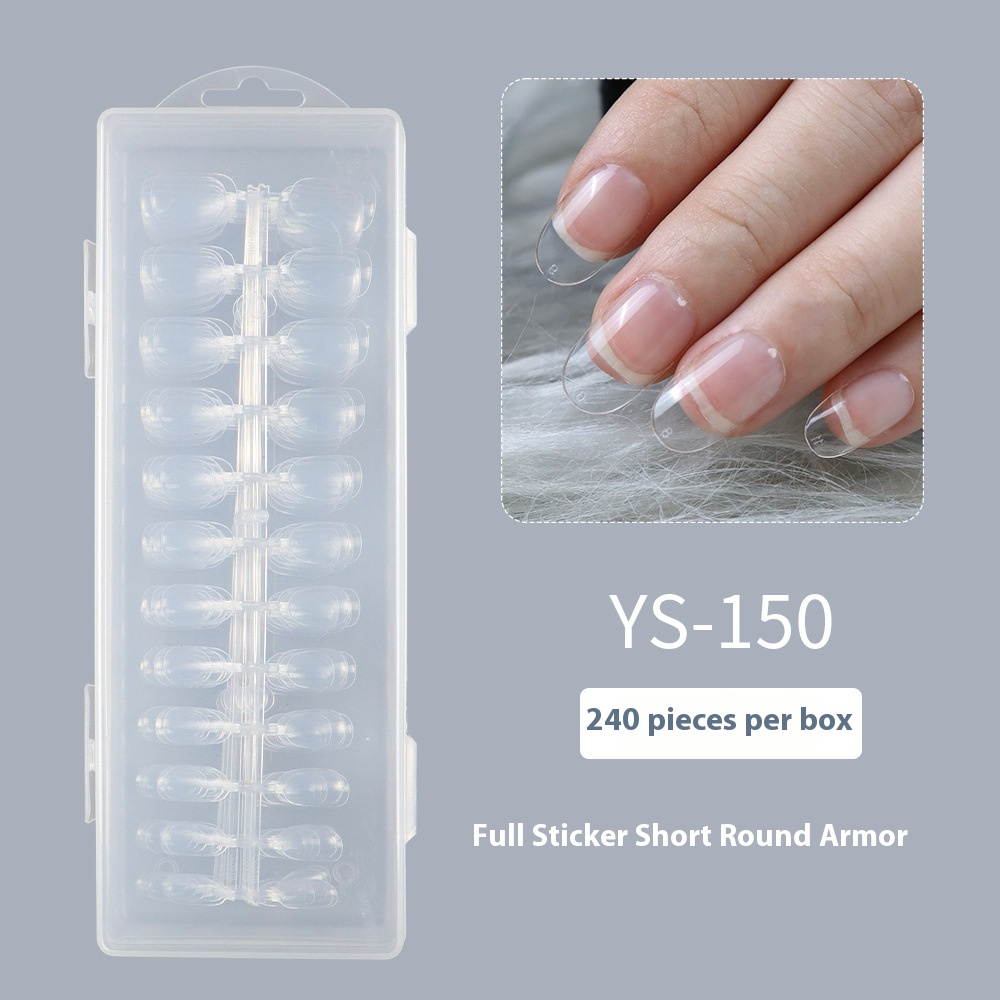 Nail Tips Transparent Oval Press-On Nail Tips, Ultra-Thin Short Round Non-Marking Fake Nails Boxed (MOQ=3)