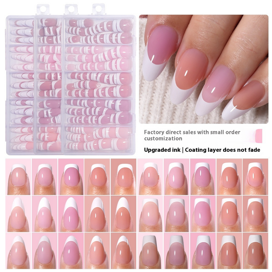 Nail Tips French Short Almond Short Square Versatile Removable Patch Nail Art 150 Boxed (MOQ=3)