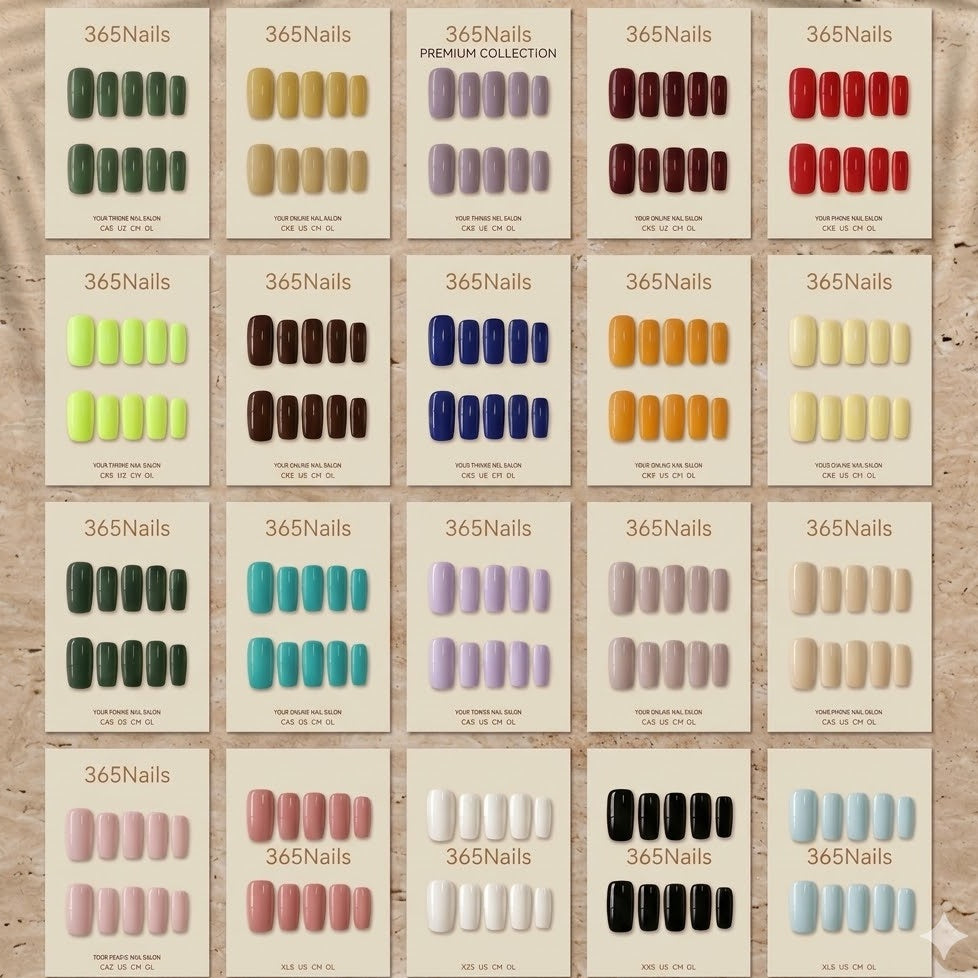 "Clean Short Square" - Solid Color Handmade Nails (20 Colors Available)