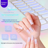 Semi-Cured Gel Nail Strips Sparkle Rainbow Aurora Sheer Glossy Design (MOQ=3)