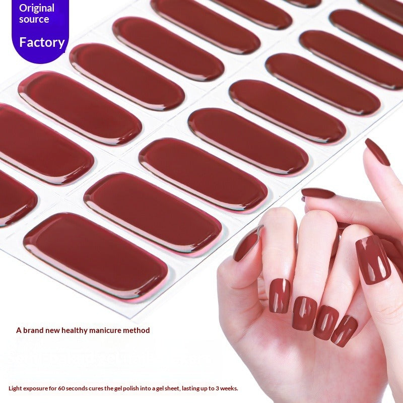 Semi-Cured Gel Nail Strips Pure Color Sheer Glossy Design (MOQ=3)