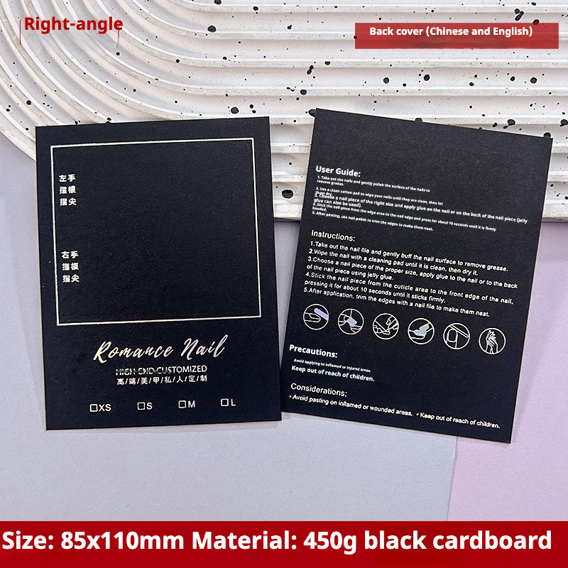 Press-On Nails Instruction Card Black cardboard light luxury y2k wind (MOQ:50 pieces)
