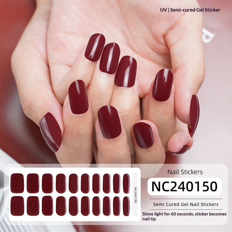 Semi-Cured Gel Nail Strips French Gradient Glitter Glossy Design(MOQ=3)