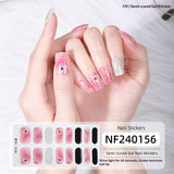 Semi-Cured Gel Nail Strips Summer Floral 3D Foil Pink Glossy Set (MOQ=3)