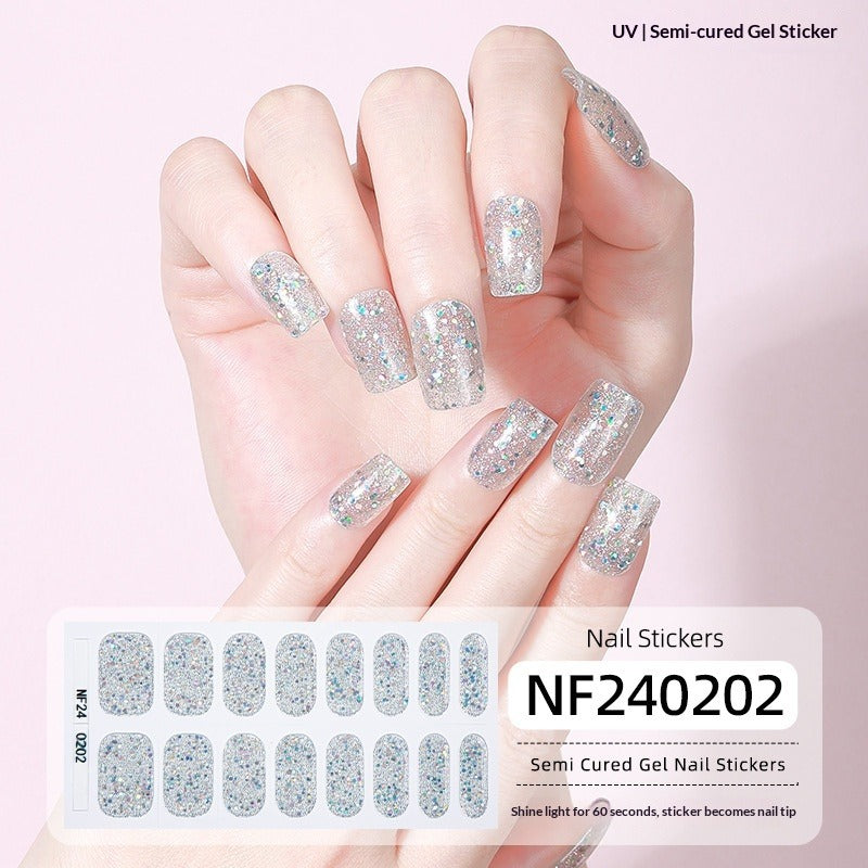 Semi-Cured Gel Nail Strips Pure Glitter Ultra Sparkle Glossy Design (MOQ=3)