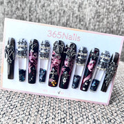 365nails: "Gothic Noir" – 3D Character Art Handmade Coffin Nails-5.5cm