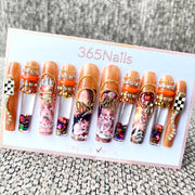 365nails: "Retro Rose" – 3D Character Art Handmade Coffin Nails-5.5cm