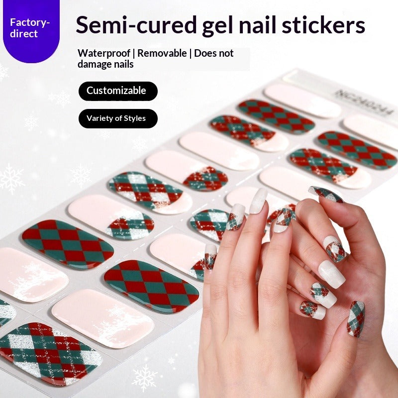 Semi-Cured Gel Nail Strips French Holiday Christmas Halloween Mix Designs (MOQ=3)