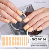 Semi-Cured Gel Nail Strips Solid Pearl Shimmer Glossy Design (MOQ=3)
