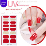 Semi-Cured Gel Nail Strips Colorblock Glitter Shimmer Glossy Design (MOQ=3)