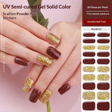 Semi-Cured Gel Nail Strips Glitter Pure Color Ultra-Sparkle Glossy Set (MOQ=3)