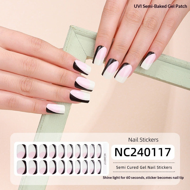 Semi-Cured Gel Nail Strips French Leopard Chic Mixed Designs (MOQ=3)