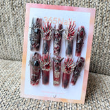 365nails: "Gothic Burgundy Wing Skull Anchor" – handmade press-on pedicure