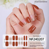 Semi-Cured Gel Nail Strips French Gradient Glitter Bow Glossy Design (MOQ=3)