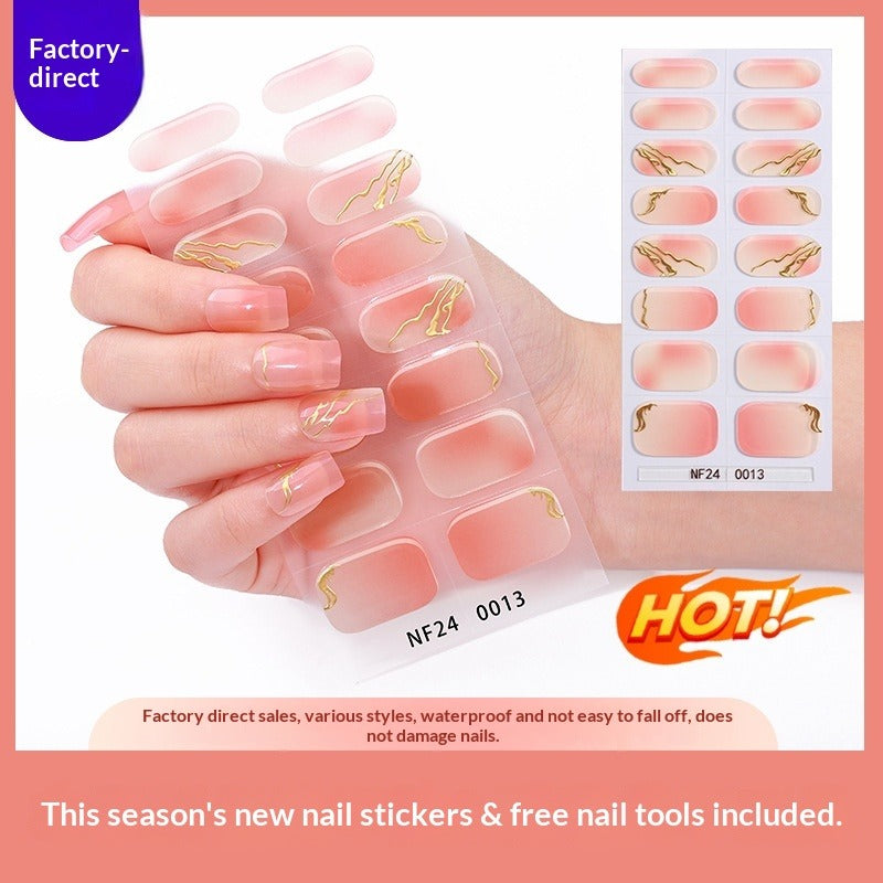Semi-Cured Gel Nail Strips 3D Foil Gold Glossy Design (MOQ=3)