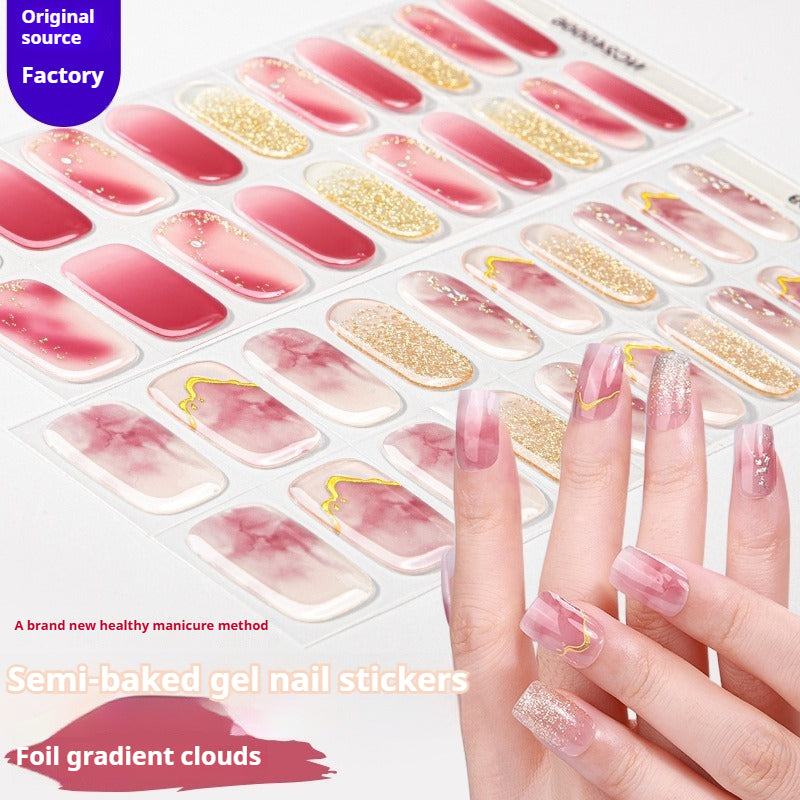 Semi-Cured Gel Nail Strips Soft Pink Gradient Glossy Natural Everyday Wear Set (MOQ=3)