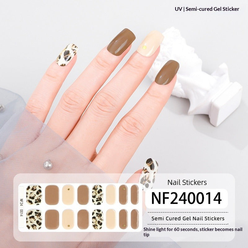 Semi-Cured Gel Nail Strips 3D Foil Gold Elegant Glossy Design (MOQ=3)