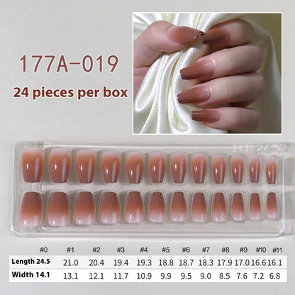 French press on nails 24 pieces Boxed detachable finished product Wearable prefabricated fake nail patch Solid color manicure