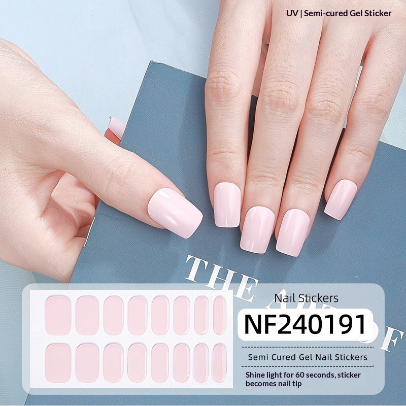 Semi-Cured Gel Nail Strips Solid Glitter Korean Japanese Minimal Design (MOQ=3)