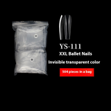 Nail Tips long ballet nail piece, French full sticker ballet fake nail piece, new extended transparent folded seamless ballet nail