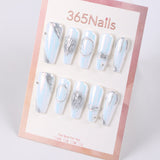 365Nails Moonlight Chrome Press-On Nails in Iridescent Pearl White with Molten Silver Accents