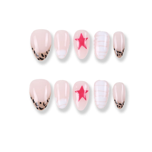 Sweet Leopard-Star French Press-On Nails