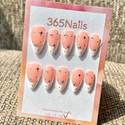 365nails: "오로라 스타 프렌치" – 수제 미디엄 스틸레토형 프레스온 네일