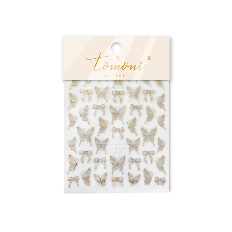 Holographic Jelly Butterfly Nail Stickers – 3D Embossed Iridescent Set