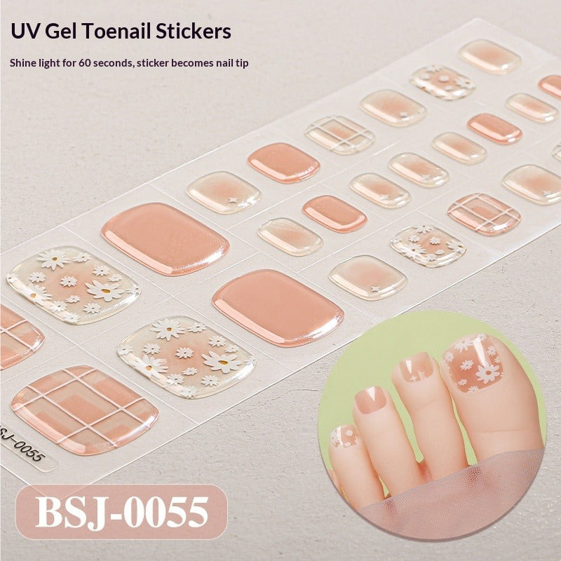 Semi-Cured Gel Nail Strips Fresh Floral 3D Foil Glossy Design (MOQ=3)